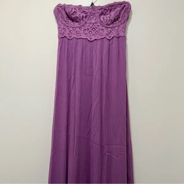 Free People Lavender Strapless Lace Maxi Dress - Image 11