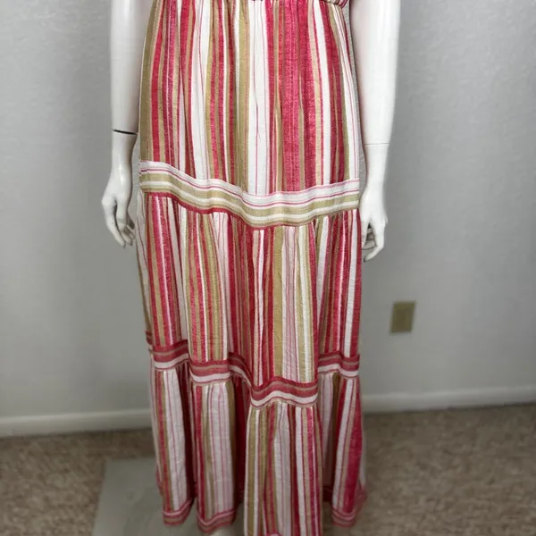Unbranded Cotton Blend Striped Maxi Dress in Red/White and Green J-8 - Image 5