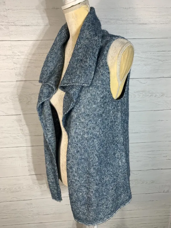 J.Jill Multi Blue Knit Open Front Draped Vest Sleeveless Sweater Xs - Image 2