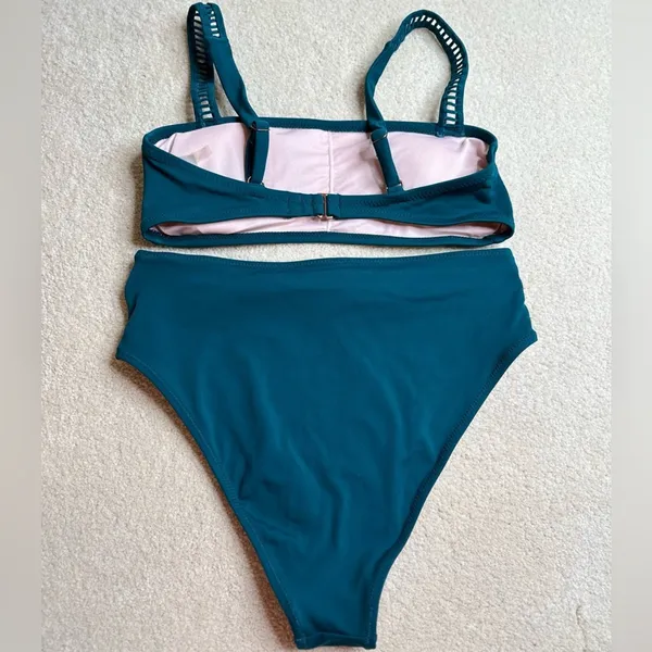 Shade & Shore Blue Bikini Set with Textured Fabric - Image 2