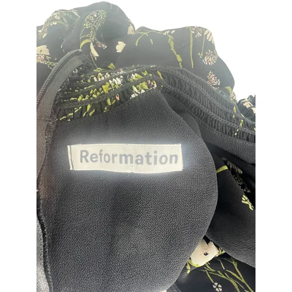 Reformation Archie Floral Print Mini Dress‎ in Black - Image 7