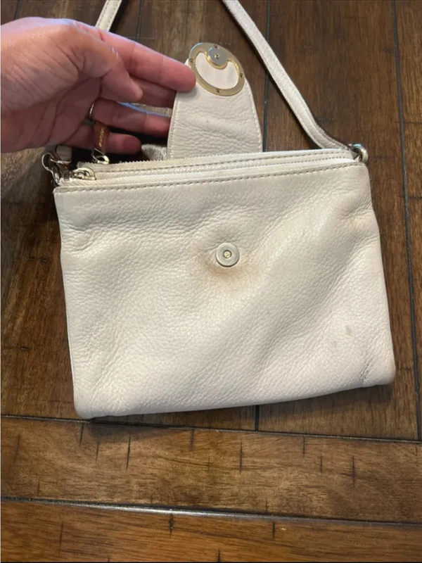 MICHAEL Michael Kors Cream Leather MK Logo Crossbody - Image 5
