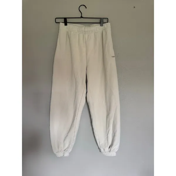 TNA Aritzia Terry Fleece Perfect Fit Hoodie & Mega Fit Joggers Beige Size Small - Image 6