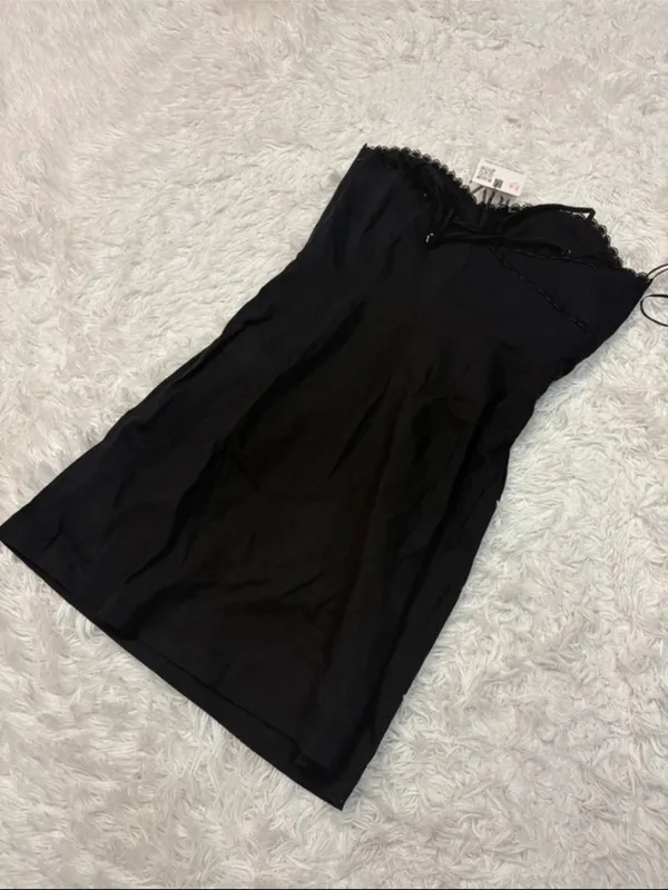 NWT Zara Black Lace-Trim Slip Dress - Image 4