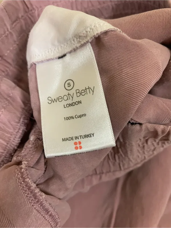 Sweaty Betty Pink Cupro Wide Leg Track Pants White Stripe Athleisure Small - Image 4