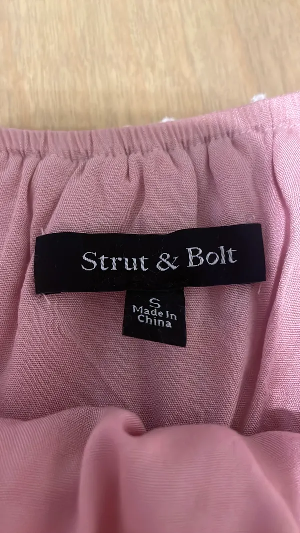 Strut & Bolt Pink polka dot babydoll ruffle top - Image 2