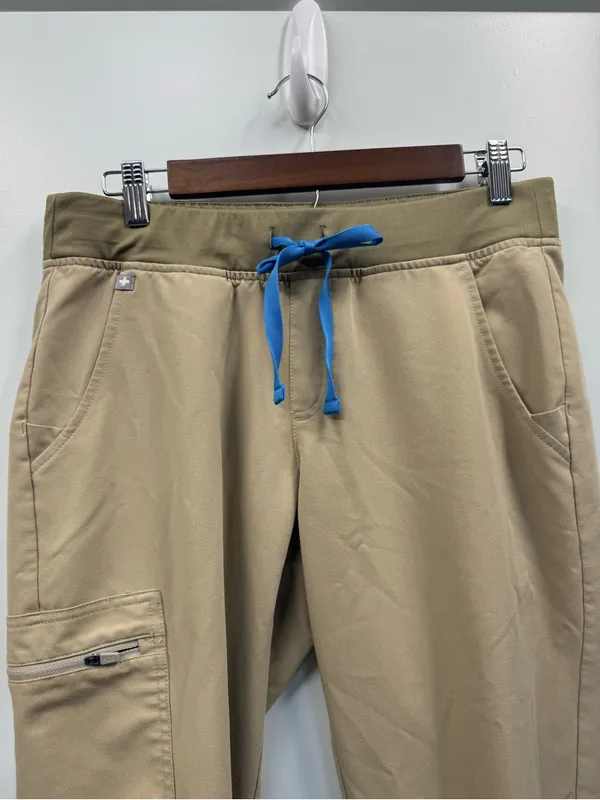 Figs Zamora Jogger Scrub Pant Khaki Tan Brown Drawstring Medical Women's MPetite - Image 2
