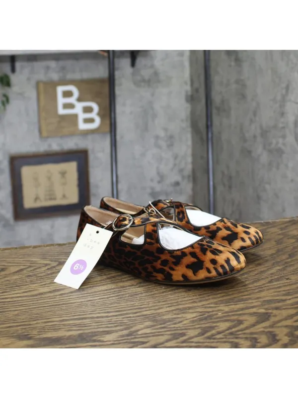 NWT A New Day Print Velvet Flats with Adjustable Strap Leopard Brown Multi 6.5M - Image 2