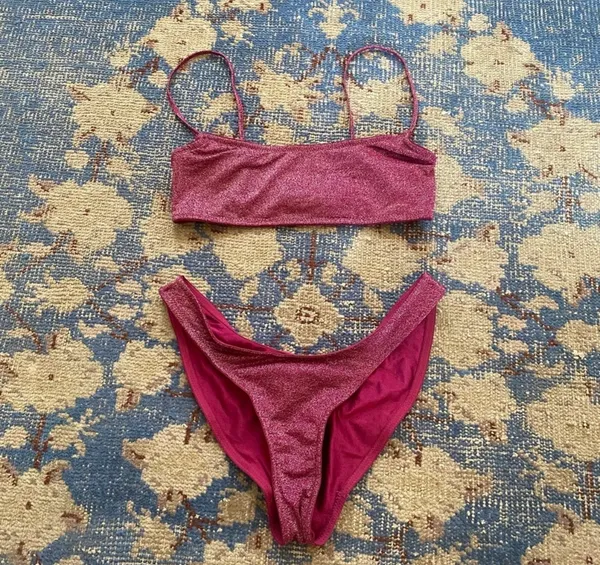 Triangl bikini red sparkle - Image 2