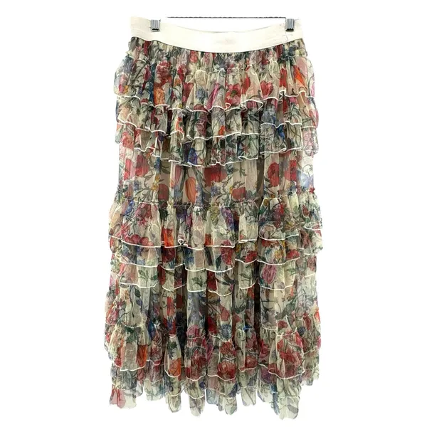 Beulah Style‎ Floral Mesh Tiered Ruffle Skirt L NWT Romantic Cottagecore - Image 3