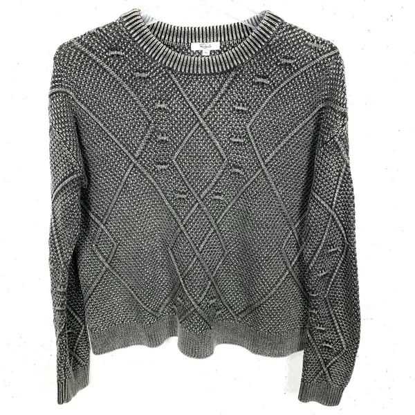 Rails Womens Lisette Vintage Black Textured Sweater Cropped Crewneck Size XS - Image 3