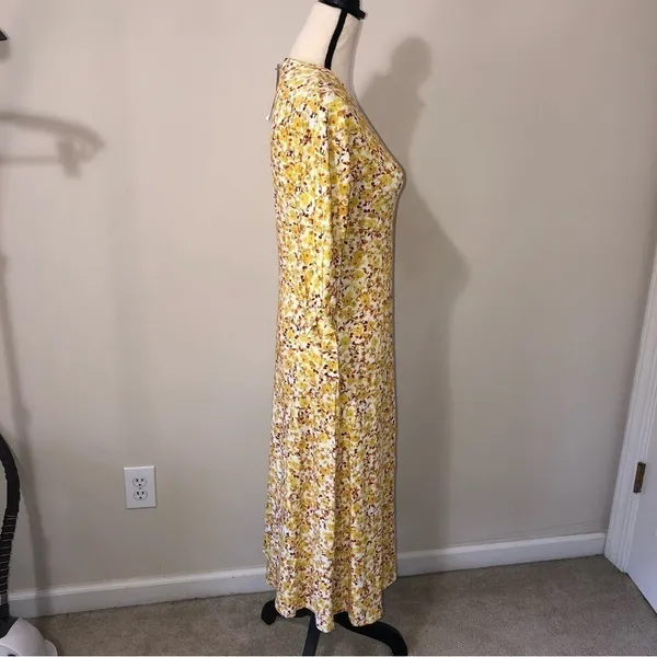 Wedding Guest Dress Size M Organic Cotton Amour Vert Yellow Floral Midi Cottage - Image 5