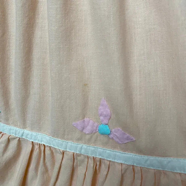 Vintage Cotton Boho Fairy Peasant‎ Embroidered Tiered Maxi Dress Small Peach - Image 6