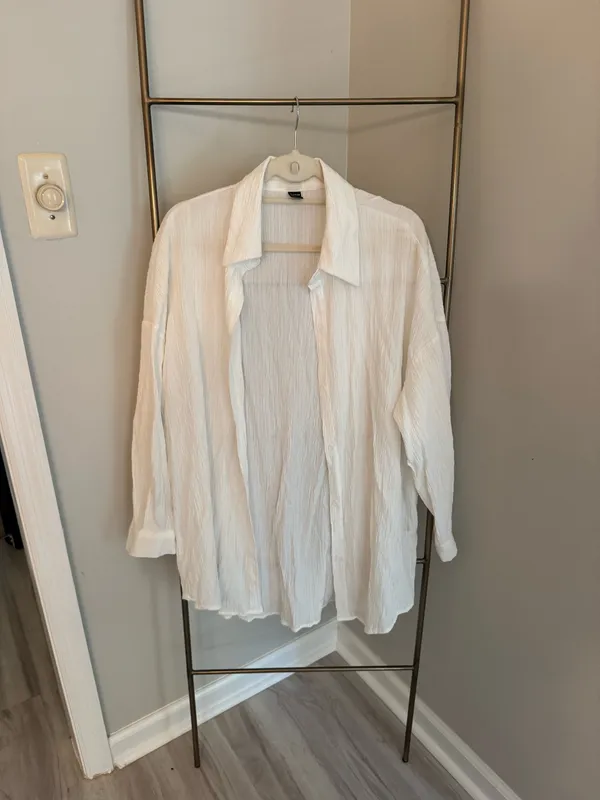 White Oversized Beach Coverup - Image 2