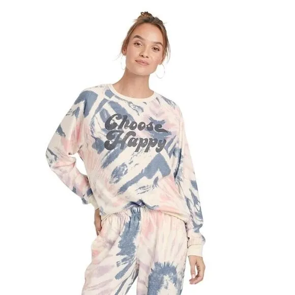 Grayson Threads Womens Choose Happy Long Sleeve Sweatshirt Multicolor‎ SZ S - Image 2