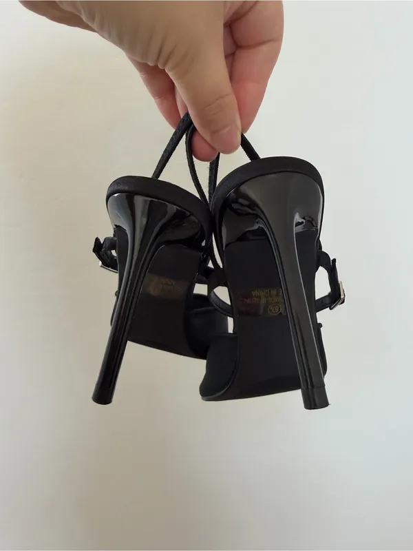Lulu's Sleek Black Pointed Slingback Heels - Image 5