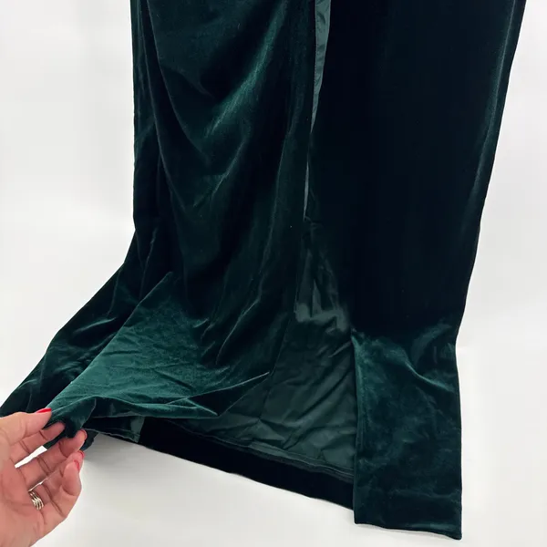 BHLDN Anthropologie Lana NWT Emerald Green Velvet Corset Lace Up Back Gown L NEW - Image 5