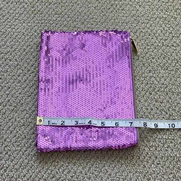 Tarte Sequin Flamingo Pink Purple Sequin Cosmetics Case Makeup Bag Like New - Image 8