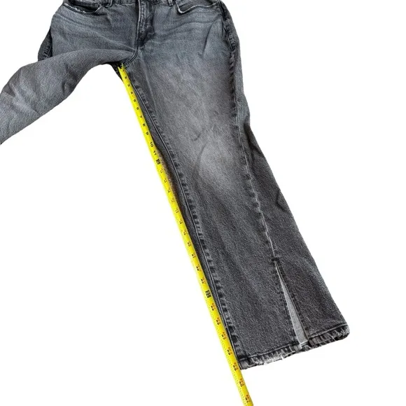 Good American Size 10/30 Curvy Twist Straight Leg Jeans Washed Black‎ Split Hem - Image 10