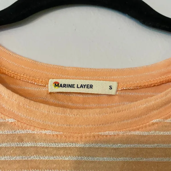 Marine Layer Peach Orange White Stripe Boxy Short Sleeve Tee T-shirt Minimalist - Image 2