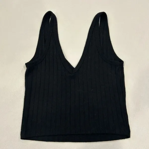 Abercrombie & Fitch Black Ribbed V-Neck Tank Top Women’s XS - Image 2