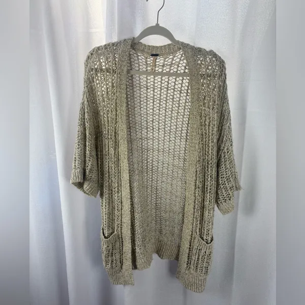 FREE PEOPLE‎ Gone Fishing Open Knit Cardigan Size XS Oversized EUC - Image 4