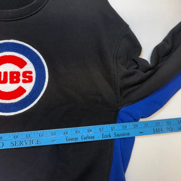 Chicago Cubs MLB‎ Crewneck Sweatshirt Black Blue Medium Logo Pullover - Image 4