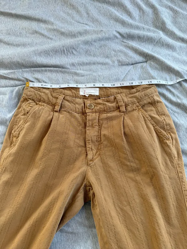 Anthropologie Women Scout Slim Pleated Straight Leg Ankle Pants Honey 27 Boho - Image 12