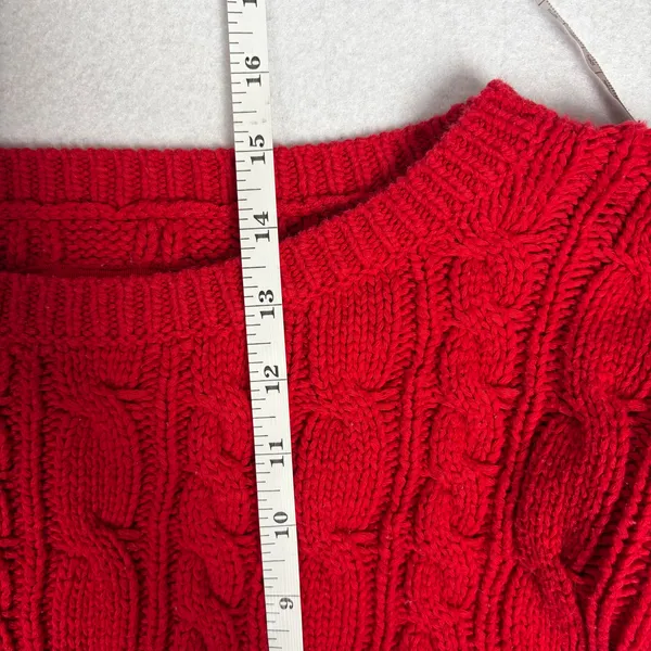 Abercrombie & Fitch Crop Cable Knit Sweater Women’s XS Red Cozy Cabincore Preppy - Image 5