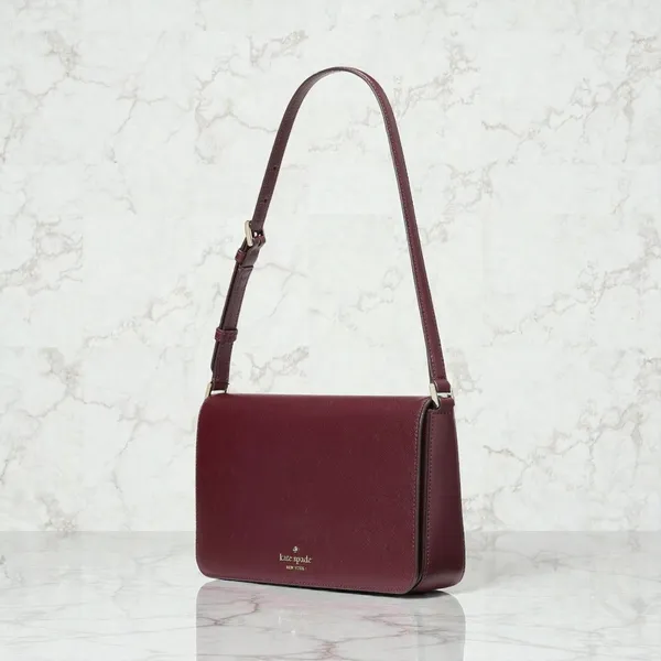 Kate Spade Staci Flap Shoulder Bag Purse in Grenache Leather KF371 - Image 4