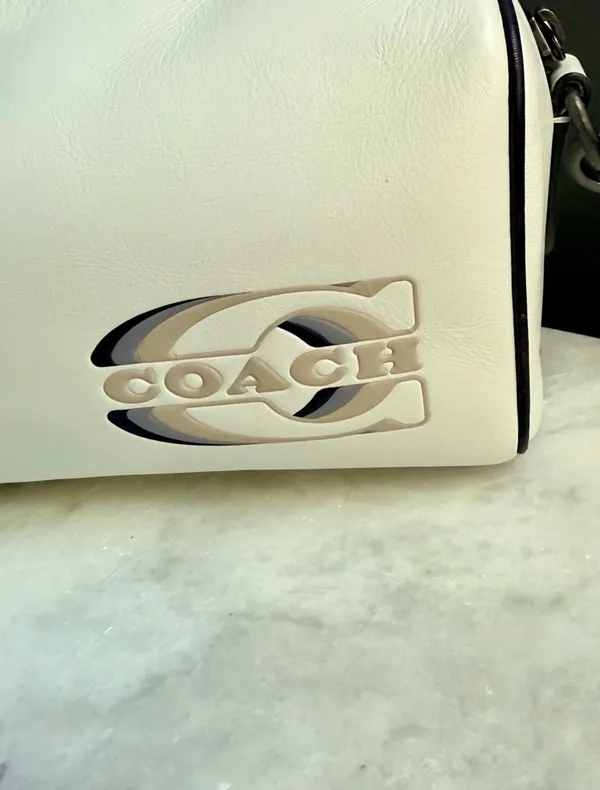 Coach Axel Crossbody Bag Leather Chalk White Gunmetal Graphic Stamp CJ818 - Image 4