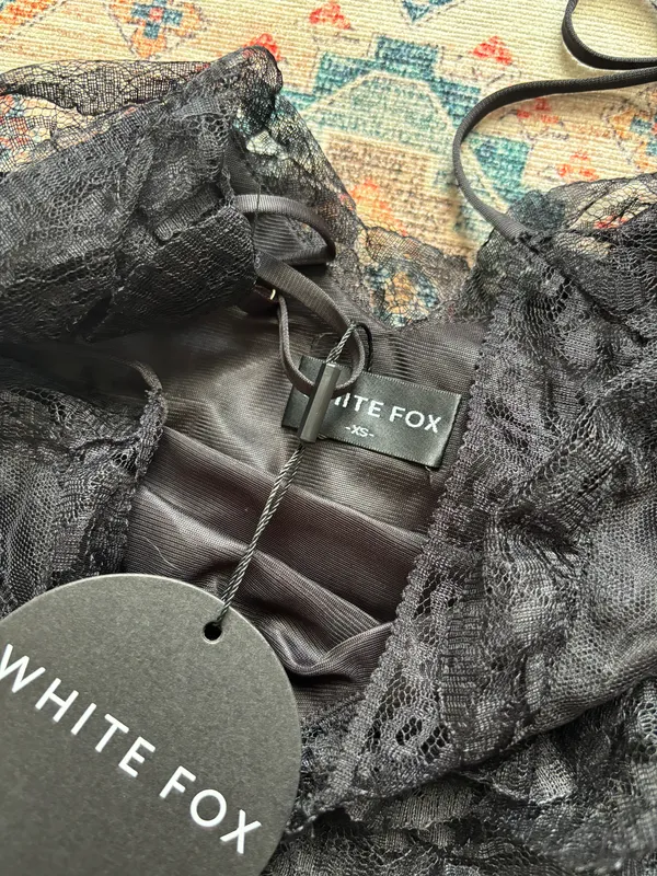 White Fox Black Mini Dress - Image 2