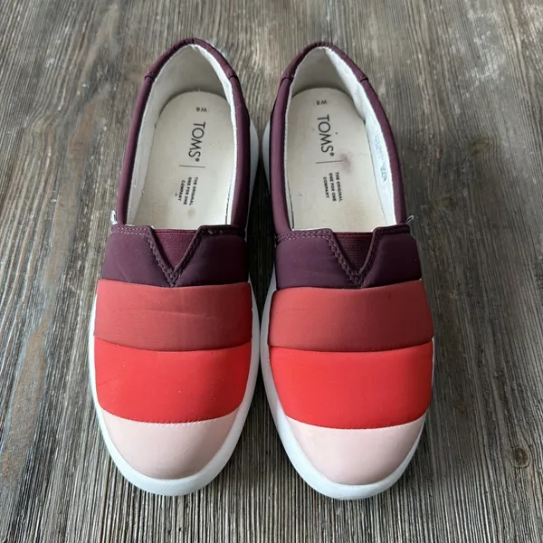Toms Women's Alpargata Mallow Puff 8 Burgundy Red Pink Slip On Sandals Shoes - Image 2