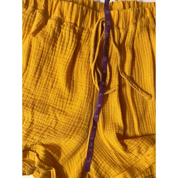 SHEIN Curve Mustard Yellow Gauzy Summer Shorts Size 2XL - Image 6
