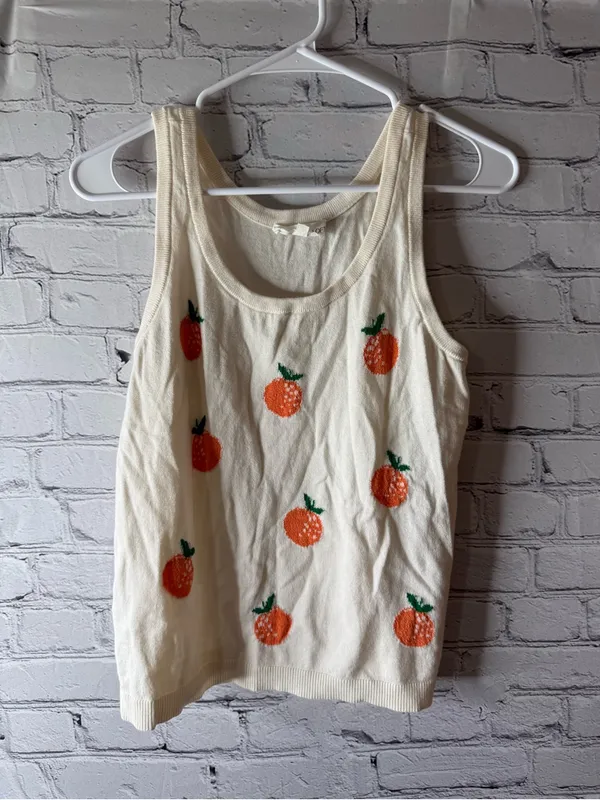 Lou and grey for Loft Cream Knit Tank with Orange Fruit Knit Motif small - Image 2