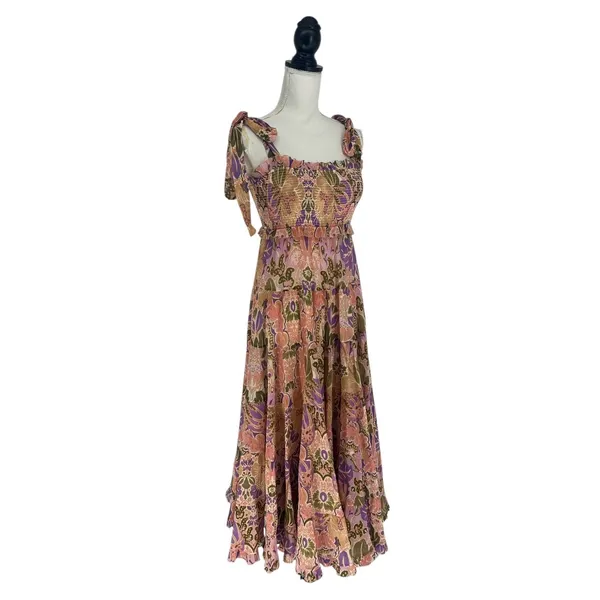 Zimmermann Violet Tiered Floral Midi‎ Sun Dress Smocked Size 1 US M - Image 12