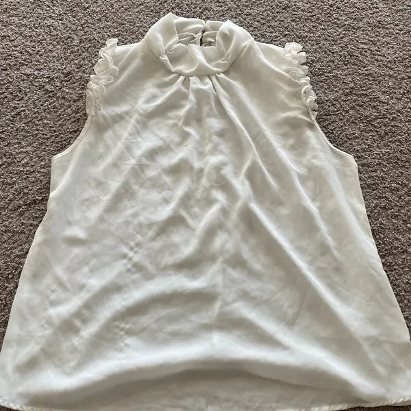 🌹 Women’s White Mockneck Blouse - Image 2