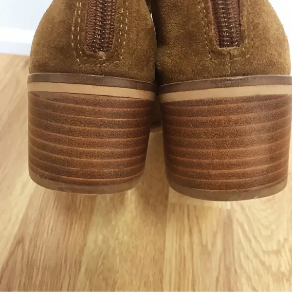 STEVE MADDEN Ankle Boot Size 10 Brown Suede Bootie Open Side Chunky Heel Western - Image 12