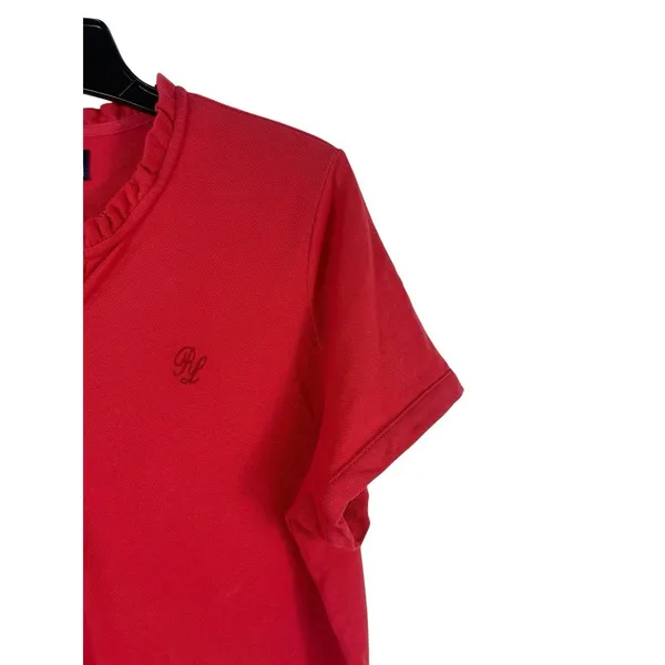 Polo Jeans Co Ralph Lauren XL Coral Ruffle Polo Shirt Cotton Short Sleeve - Image 3