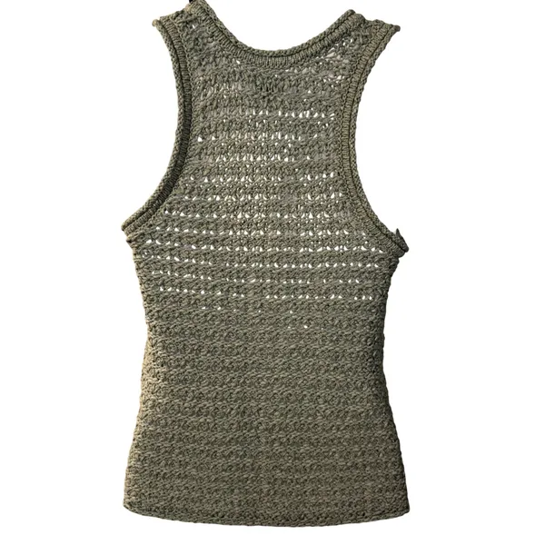 Aerie Textured Open‎ Knit Tank Green S Sheer Lagenlook Boho Earthy Neutral - Image 2