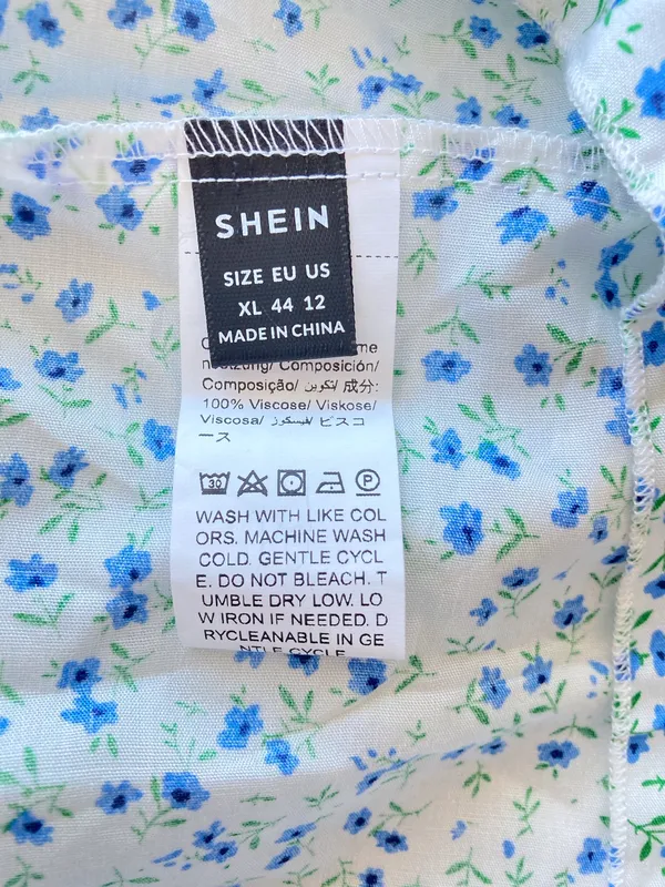 SheIn Floral Tiered Maxi Dress, Women, XL, Boho, Blue and White - Image 5