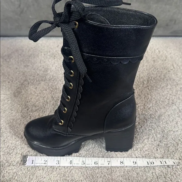 Women’s Black Lace Up Chunky Heeled Platform Boots Size 5.5 (EU 36) NEW - Image 8