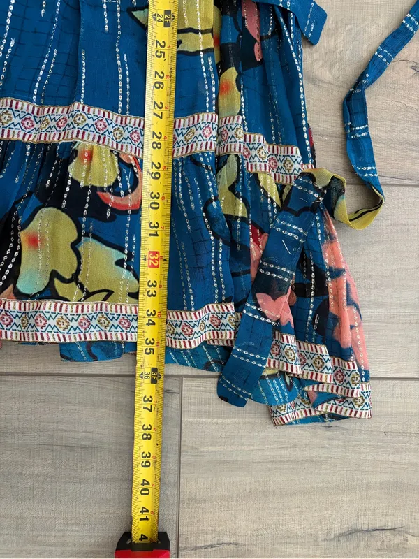 Anthropologie Verb Eulalia Shimmer Tunic Dress Hawaiian Blue Boho Cocktail Dress - Image 11