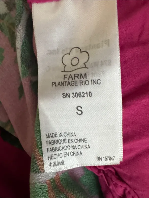 Farm Rio Boho Tropical Print Long Sleeve Maxi Dress in Fuchsia Size Small - Image 14