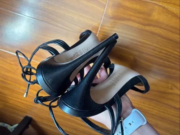 Schutz Black Leather Brynn Strappy Heels - Image 7