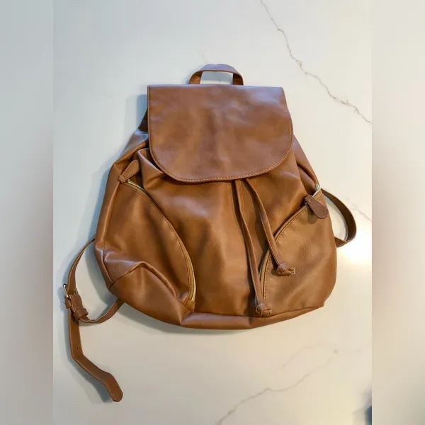 NWOT Brown Faux Leather Backpack OS - Image 2