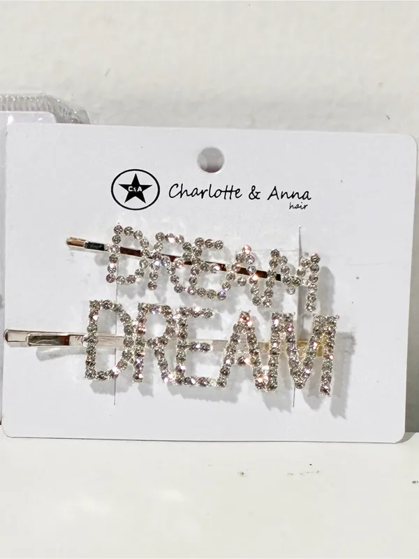 Silver Tone Rhinestone Sweet Dream Hair Clips NEW - Image 3