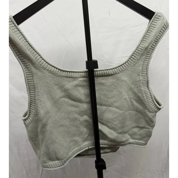 Reformation Women's Grey Knit Scoop Neck Organic Cotton Cropped Tank‎ XL - Image 5