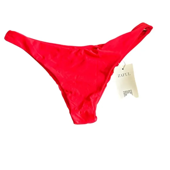 Zaful Red Bikini Brazilian Sexy High Thigh Bottom M - Image 2