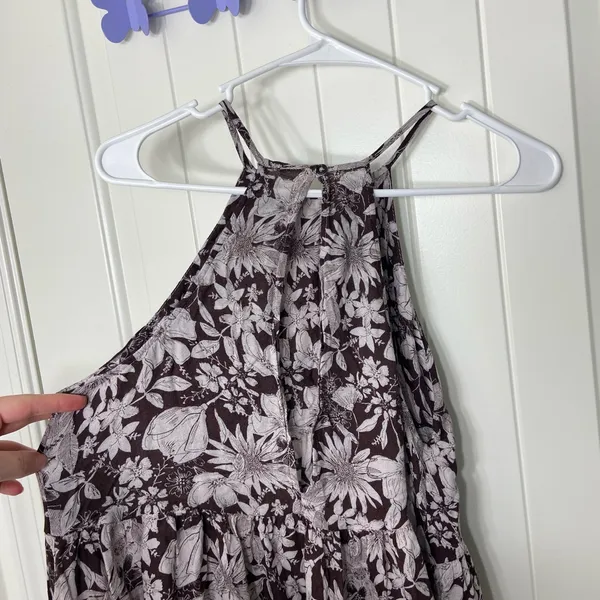 Kimchi Blue Anthropologie‎ women’s brown cream high low high neck summer dress M - Image 8